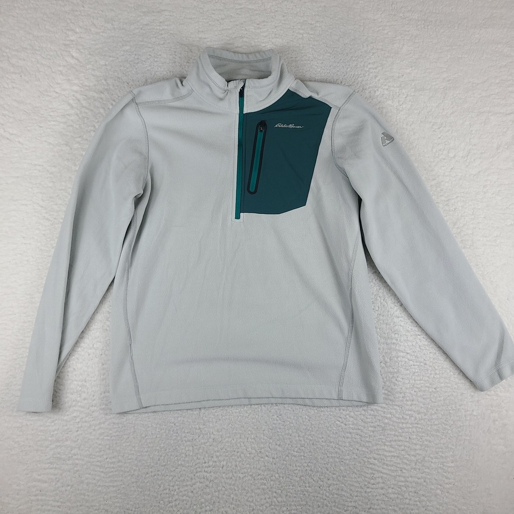 Eddie‎ Bauer Sweater Mens Medium Gray First Ascent Quarter Zip Sweatshirt Fleece